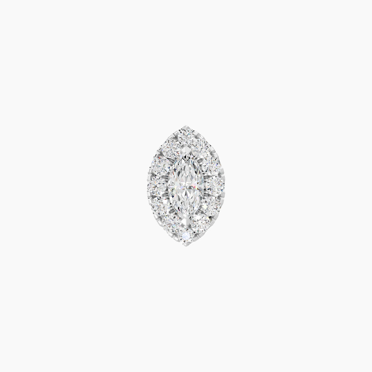 Eirene | 18k White Gold 7.5 mm 6.5 mm Halo Marquise Diamond Piercing