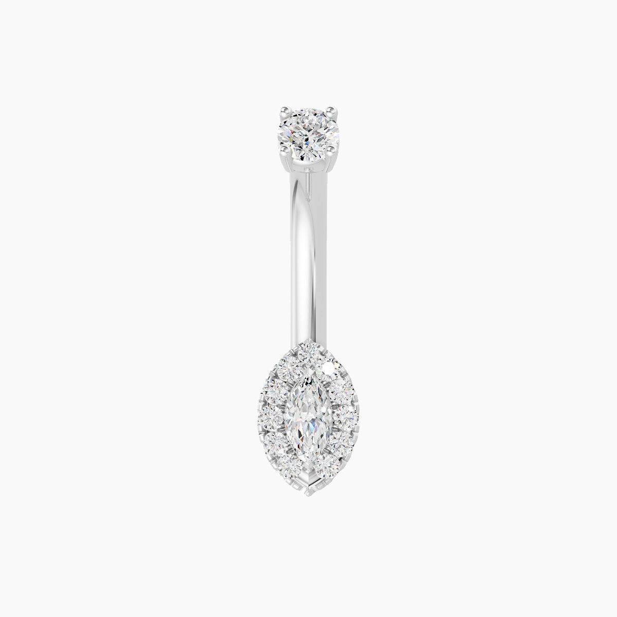Eirene | 18k White Gold 7 mm 8 mm Halo Marquise Diamond Belly Piercing
