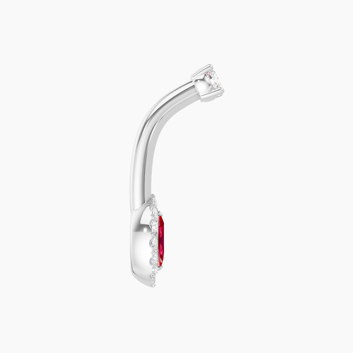 Eirene | 18k White Gold 7 mm 8 mm Halo Marquise Ruby & Diamond Belly Piercing
