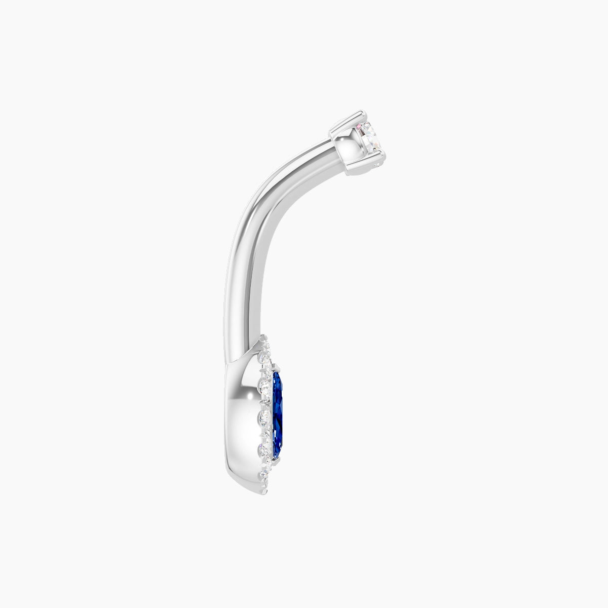 Eirene | 18k White Gold 7 mm 8 mm Halo Marquise Sapphire & Diamond Belly Piercing