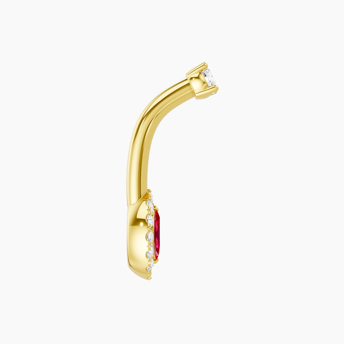 Eirene | 18k Yellow Gold 7 mm 8 mm Halo Marquise Ruby & Diamond Belly Piercing