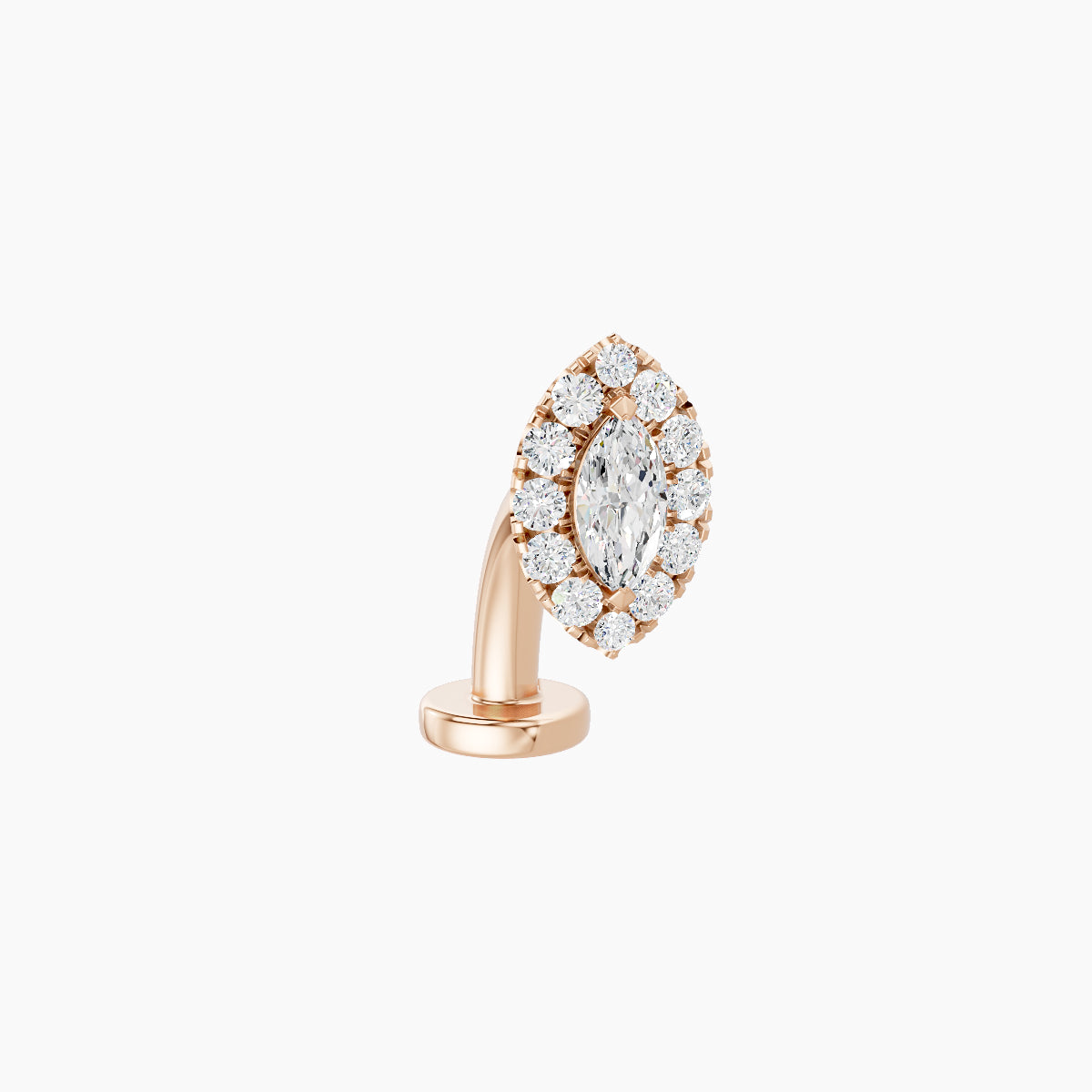 Eirene | 18k Rose Gold 7.5 mm 8 mm Halo Marquise Diamond Floating Navel Piercing