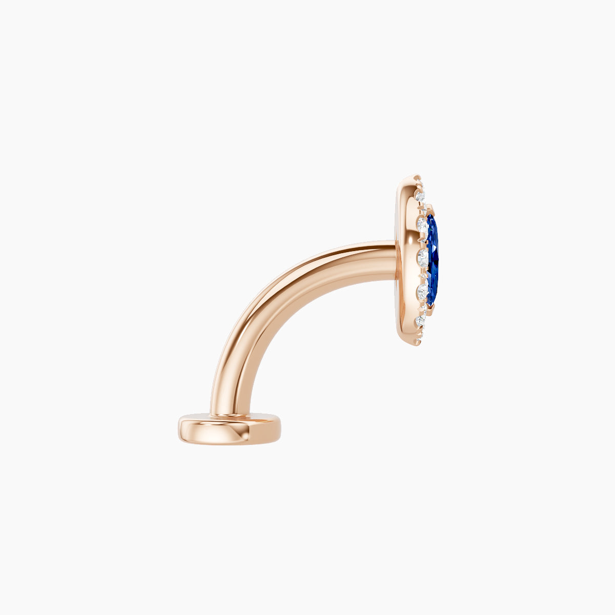 Eirene | 18k Rose Gold 8 mm 7.5 mm Halo Marquise Sapphire & Diamond Floating Navel Piercing