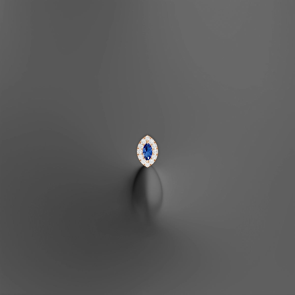Eirene | 18k Rose Gold 8 mm 7.5 mm Halo Marquise Sapphire & Diamond Floating Navel Piercing