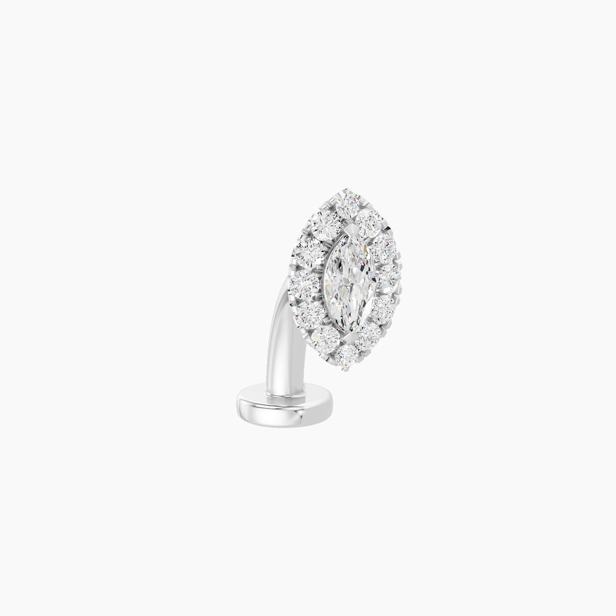 Eirene | 18k White Gold 7.5 mm 8 mm Halo Marquise Diamond Floating Navel Piercing