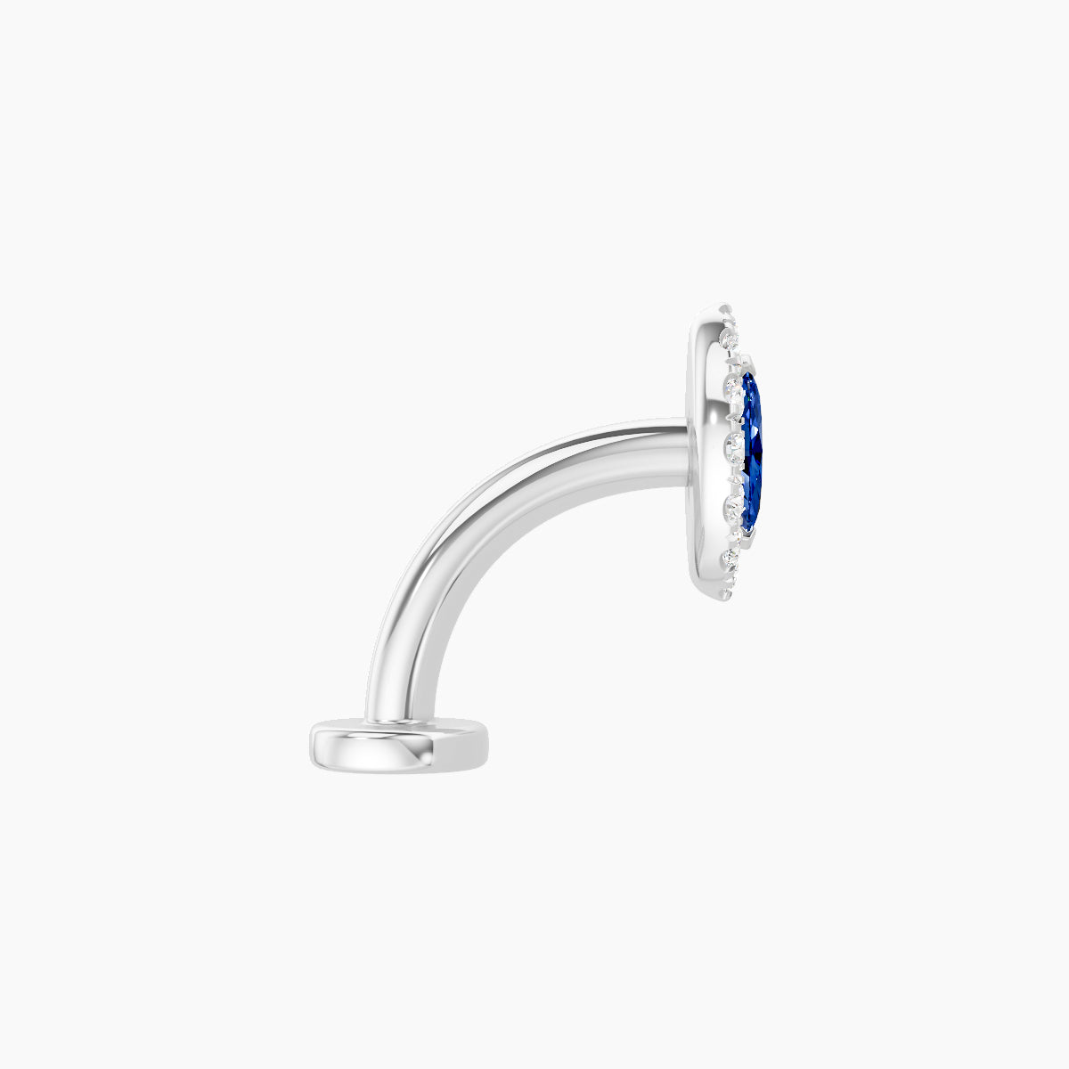 Eirene | 18k White Gold 8 mm 7.5 mm Halo Marquise Sapphire & Diamond Floating Navel Piercing
