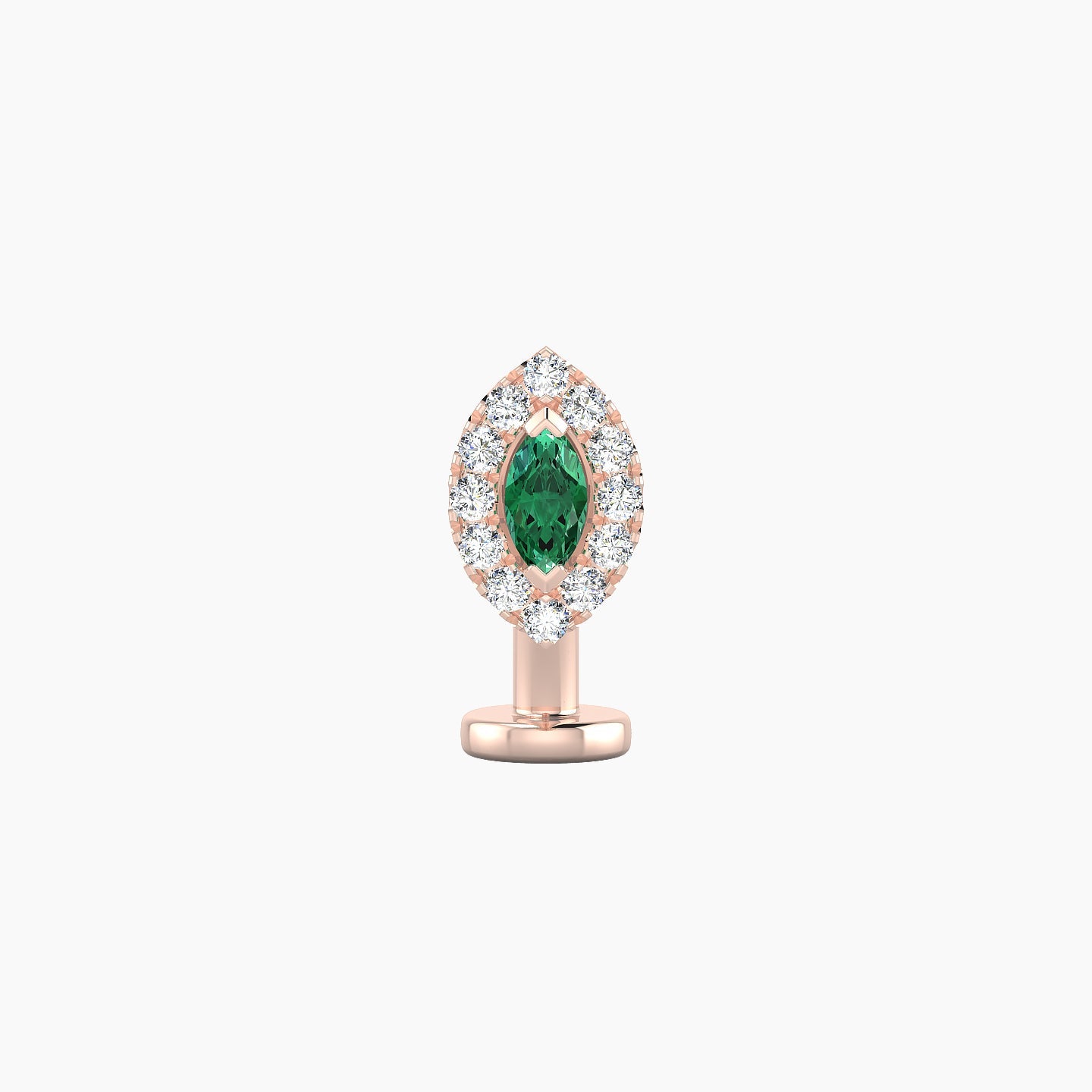 Eirene | 18k Rose Gold 8 mm 7.5 mm Halo Marquise Emerald & Diamond Floating Navel Piercing
