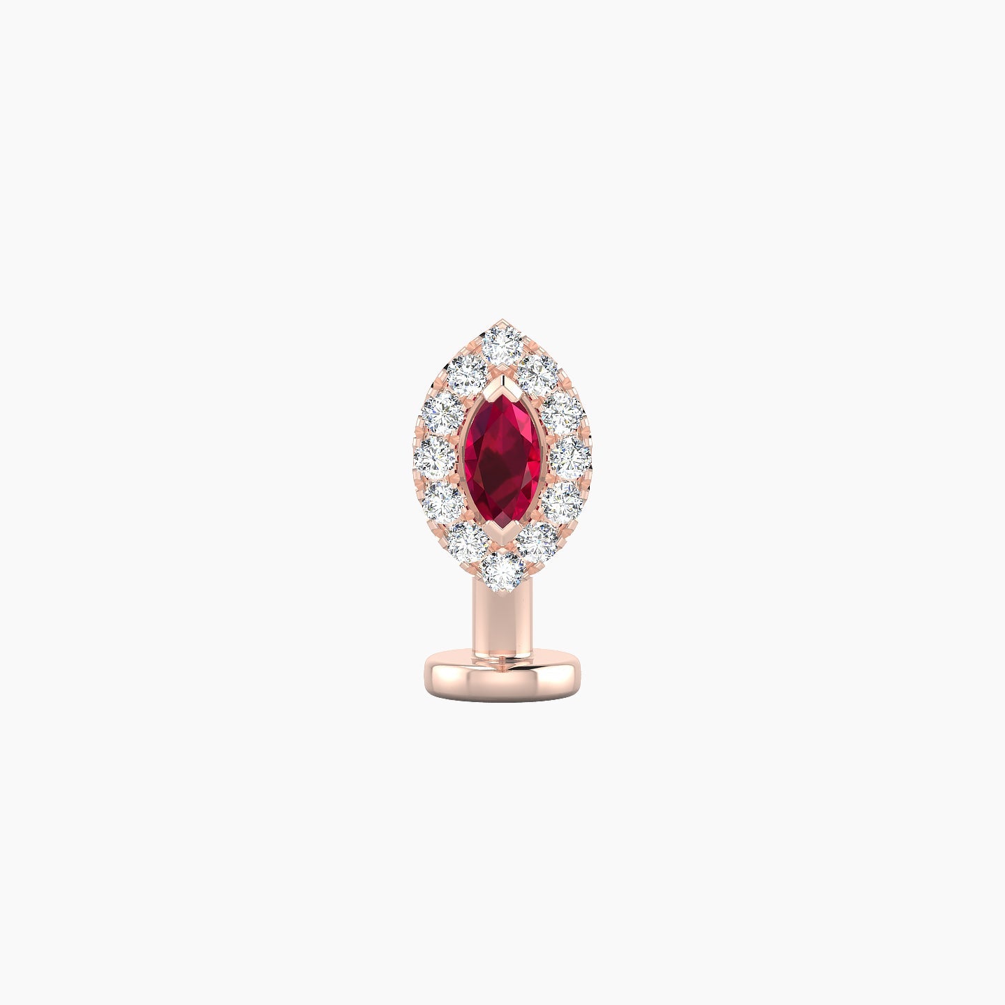 Eirene | 18k Rose Gold 8 mm 7.5 mm Halo Marquise Ruby & Diamond Floating Navel Piercing