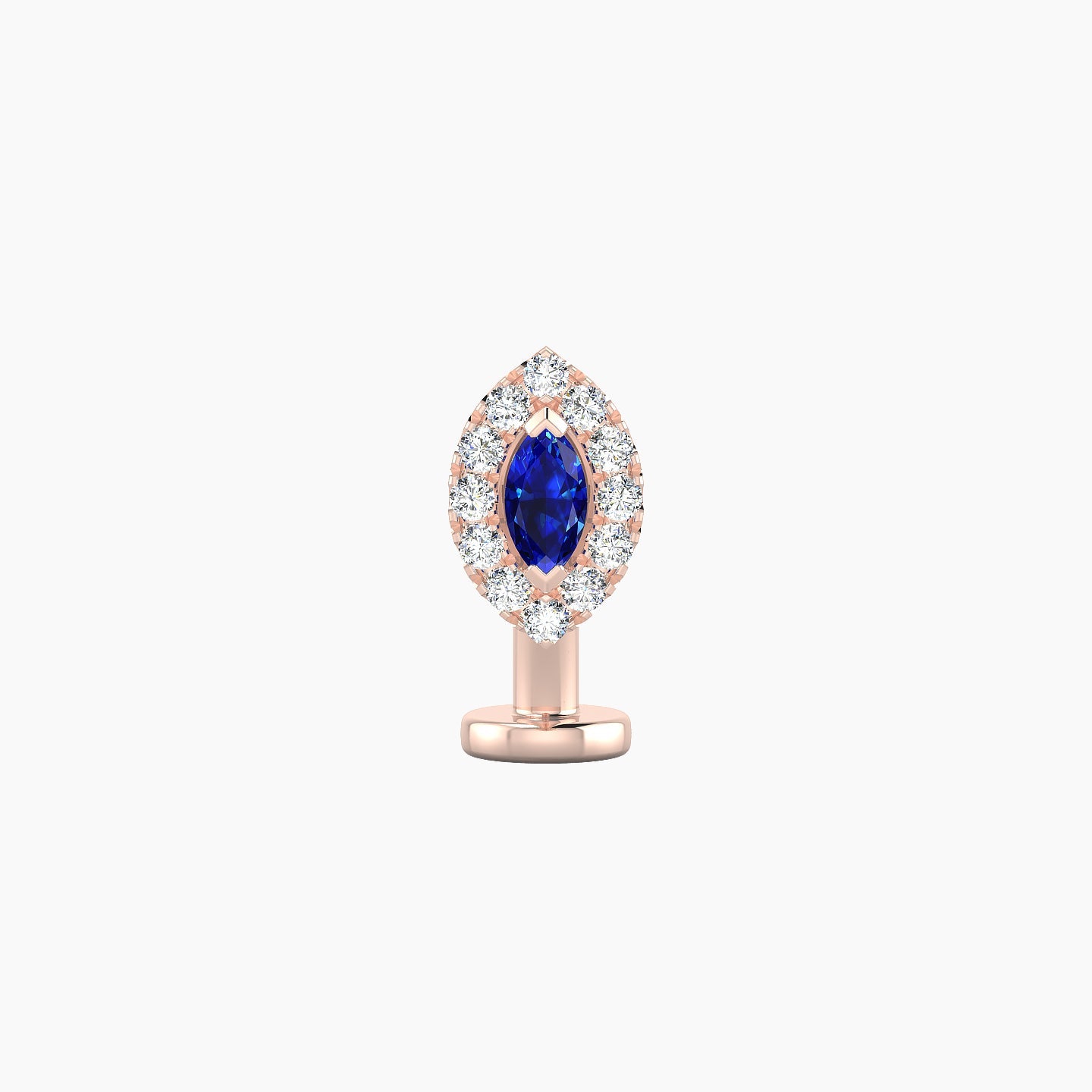 Eirene | 18k Rose Gold 8 mm 7.5 mm Halo Marquise Sapphire & Diamond Floating Navel Piercing