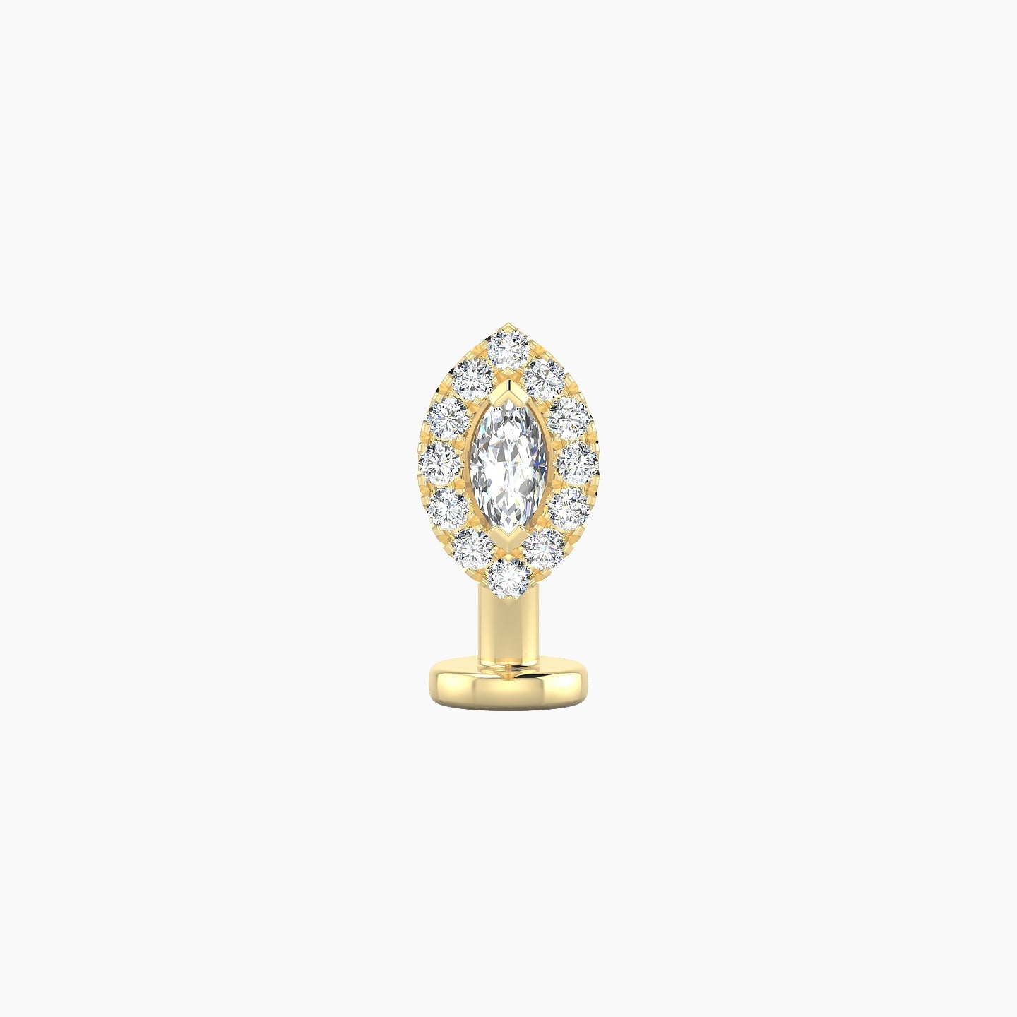 Eirene | 18k Yellow Gold 7.5 mm 8 mm Halo Marquise Diamond Floating Navel Piercing