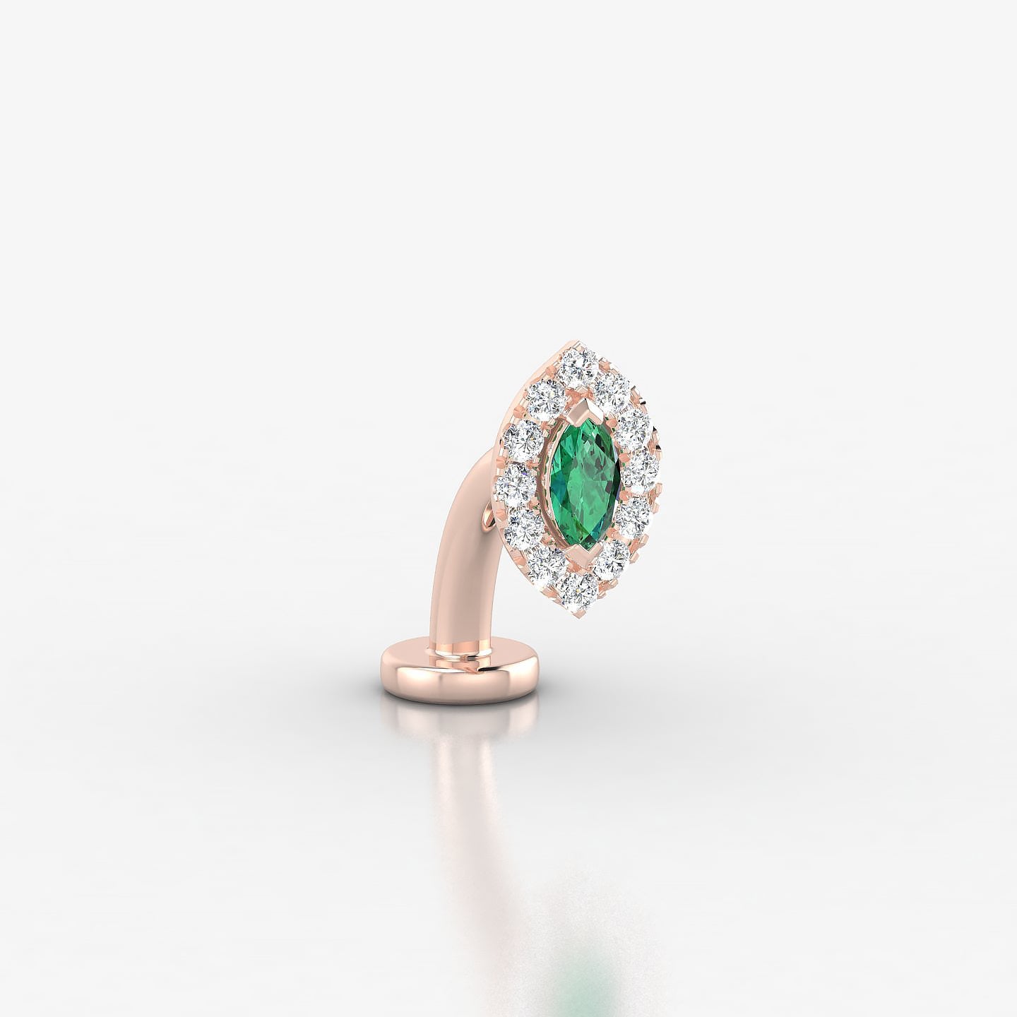 Eirene | 18k Rose Gold 8 mm 7.5 mm Halo Marquise Emerald & Diamond Floating Navel Piercing