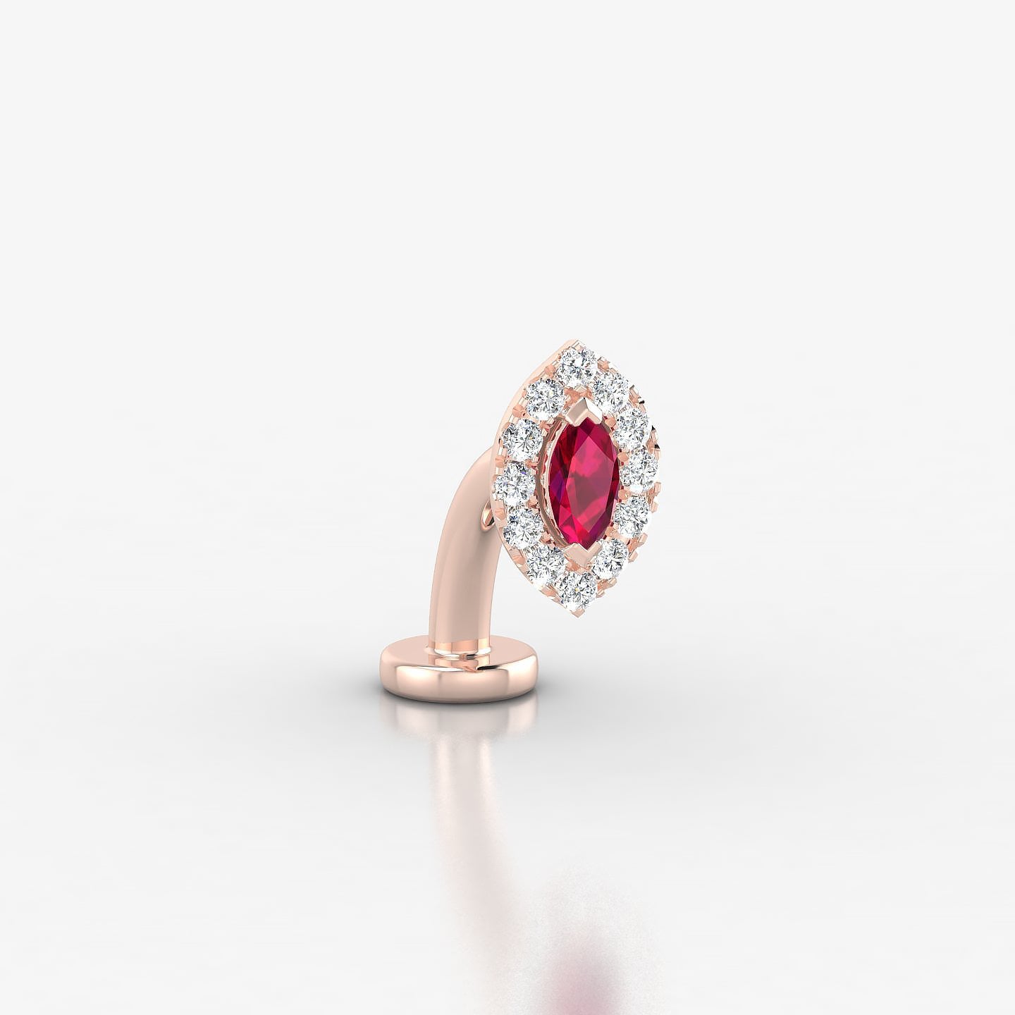 Eirene | 18k Rose Gold 8 mm 7.5 mm Halo Marquise Ruby & Diamond Floating Navel Piercing