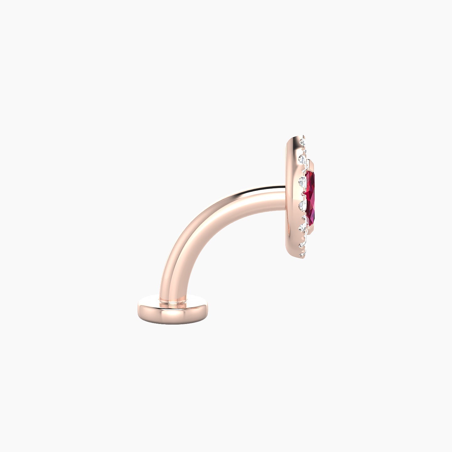 Eirene | 18k Rose Gold 8 mm 7.5 mm Halo Marquise Ruby & Diamond Floating Navel Piercing