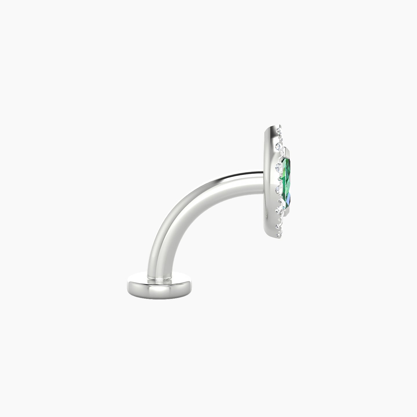 Eirene | 18k White Gold 8 mm 7.5 mm Halo Marquise Emerald & Diamond Floating Navel Piercing