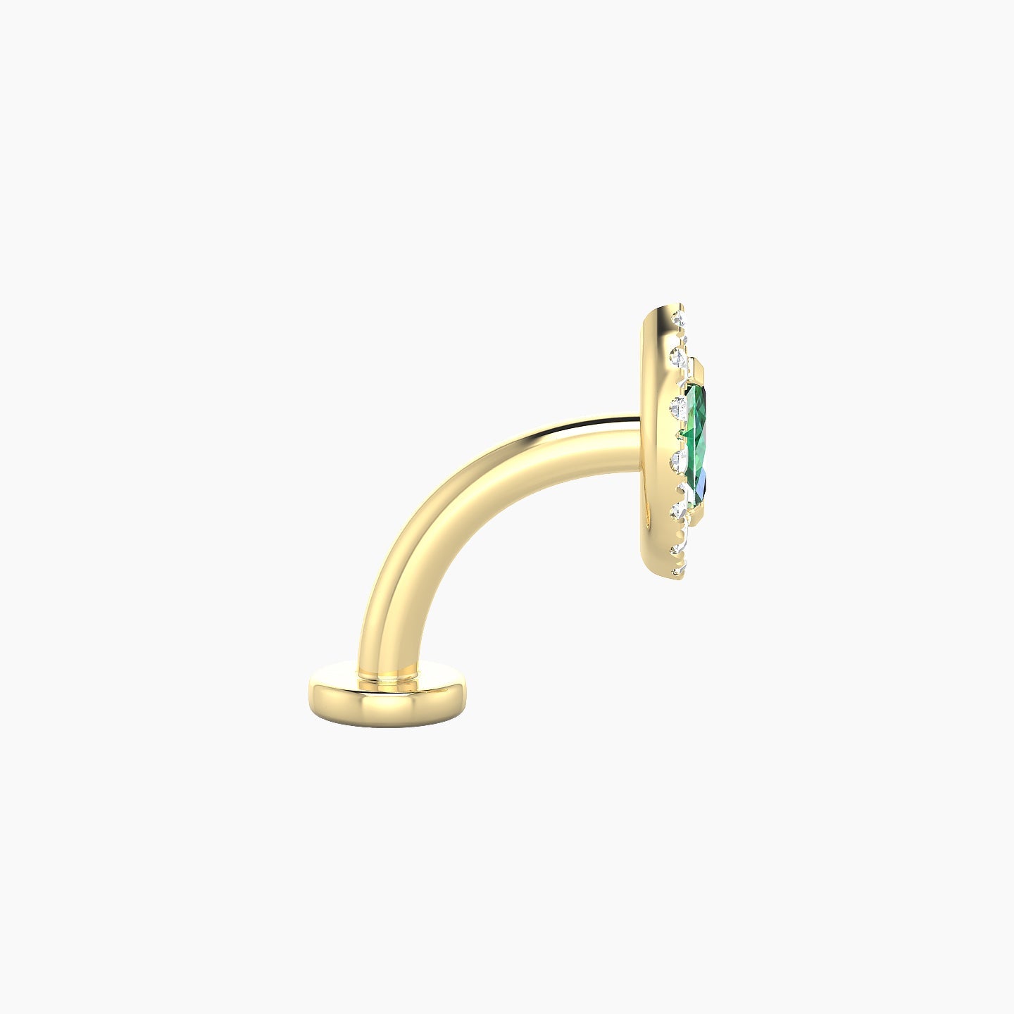 Eirene | 18k Yellow Gold 8 mm 7.5 mm Halo Marquise Emerald & Diamond Floating Navel Piercing