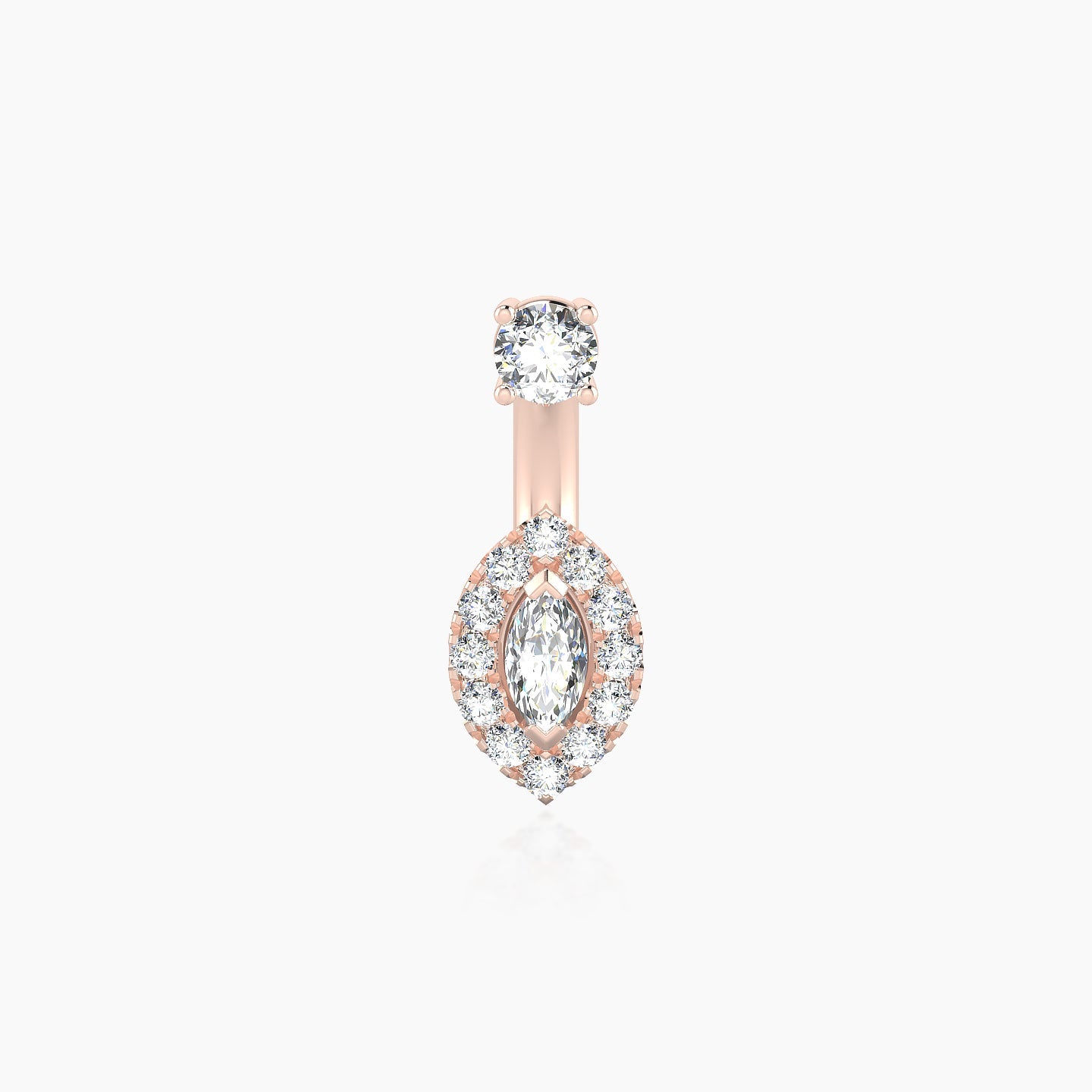 Eirene | 18k Rose Gold 8 mm 8 mm Halo Marquise Diamond Navel Piercing