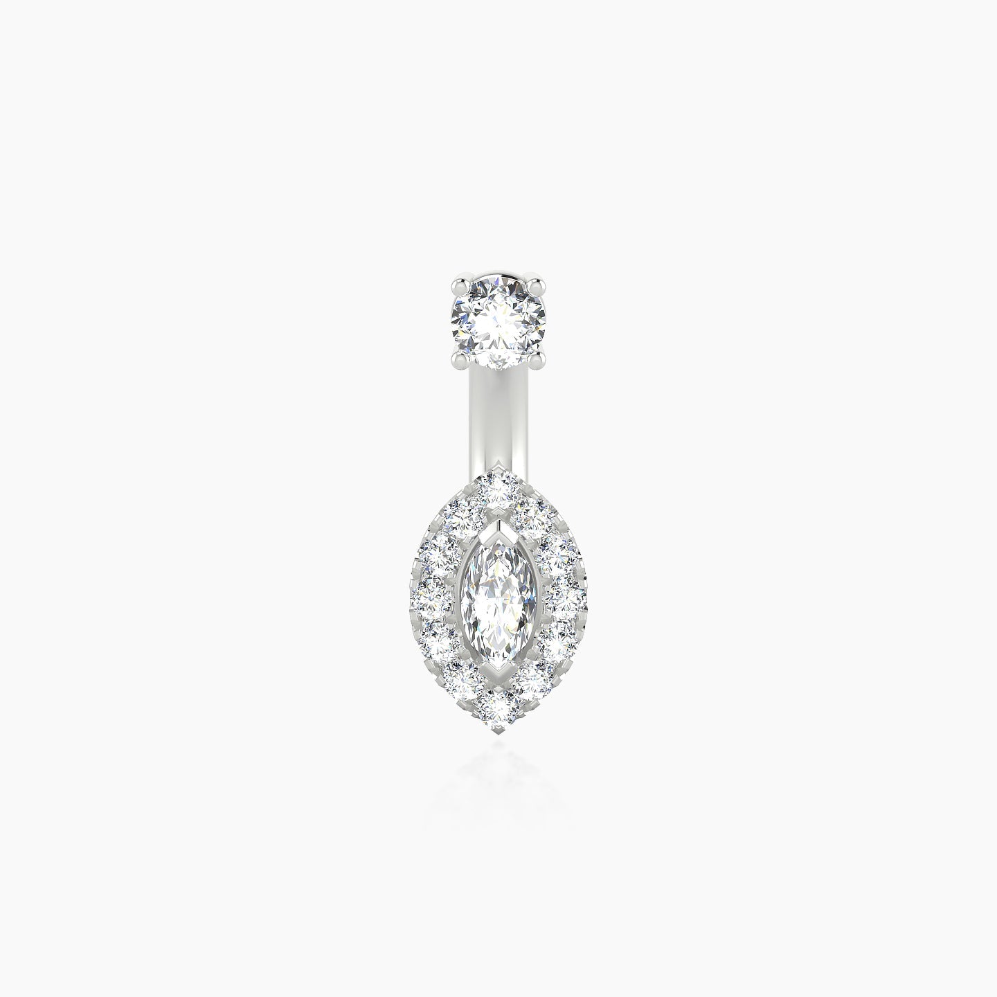 Eirene | 18k White Gold 8 mm 8 mm Halo Marquise Diamond Navel Piercing