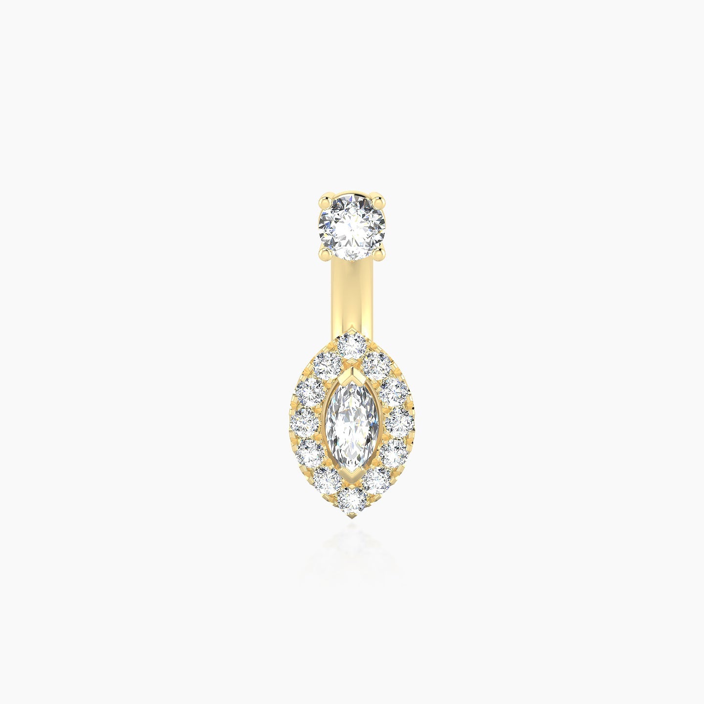 Eirene | 18k Yellow Gold 8 mm 8 mm Halo Marquise Diamond Navel Piercing