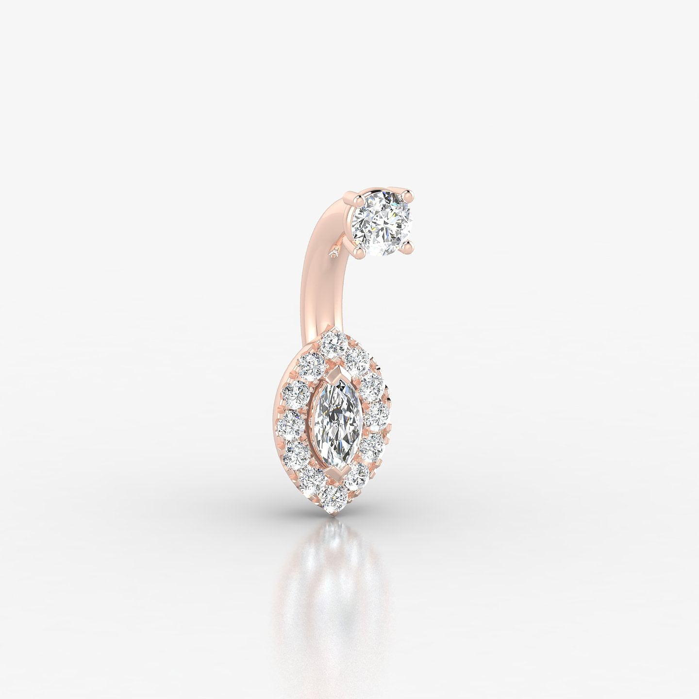 Eirene | 18k Rose Gold 8 mm 8 mm Halo Marquise Diamond Navel Piercing