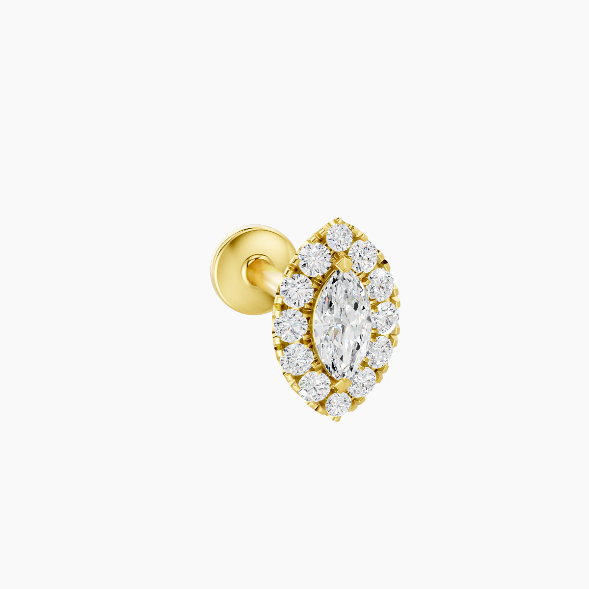 Eirene | 18k Yellow Gold 7.5 mm 8 mm Halo Marquise Diamond Piercing