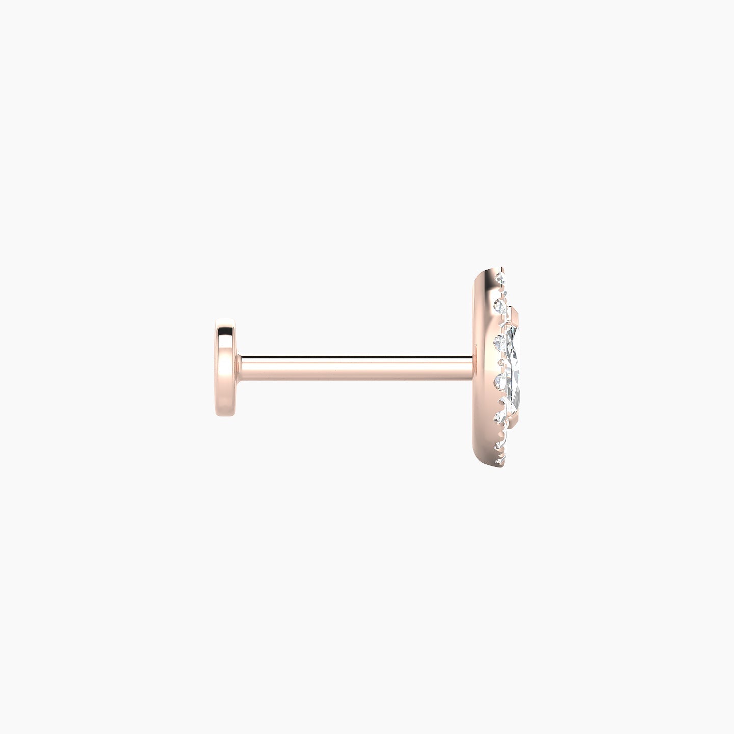 Eirene | 18k Rose Gold 7.5 mm 8 mm Halo Marquise Diamond Piercing