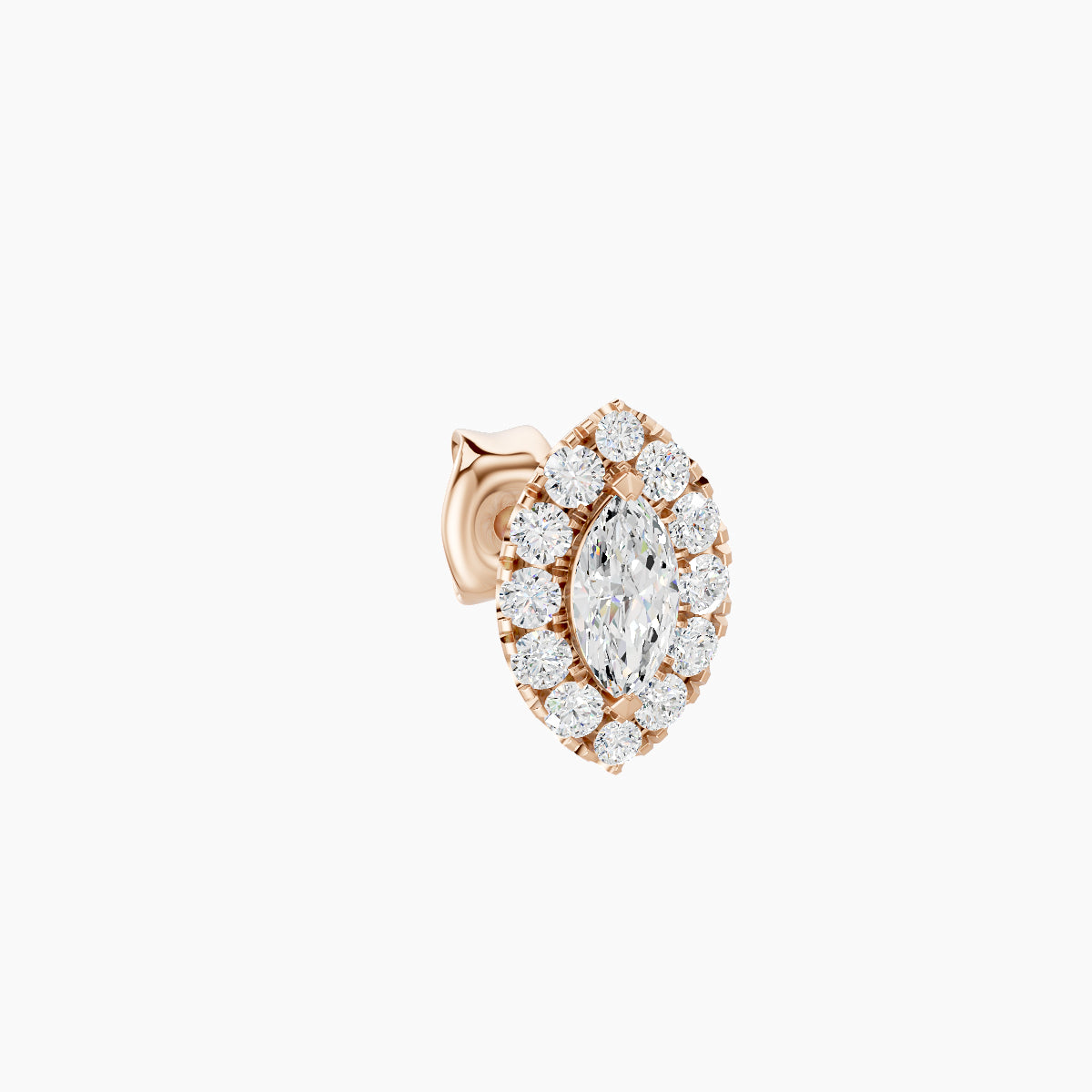Eirene | 18k Rose Gold 7.5 mm Halo Marquise Diamond Earring