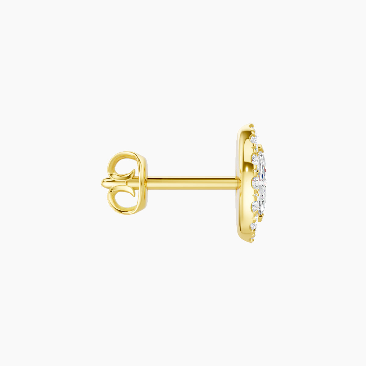 Eirene | 18k Yellow Gold 7.5 mm Halo Marquise Diamond Earring