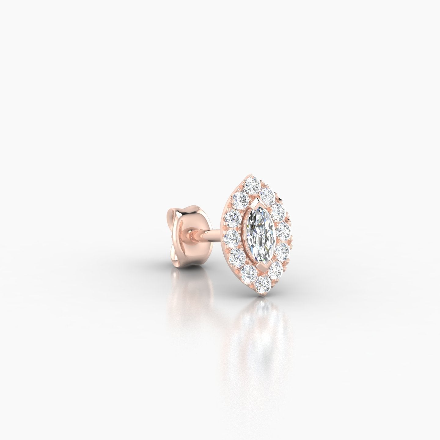 Eirene | 18k Rose Gold 7.5 mm Halo Marquise Diamond Earring