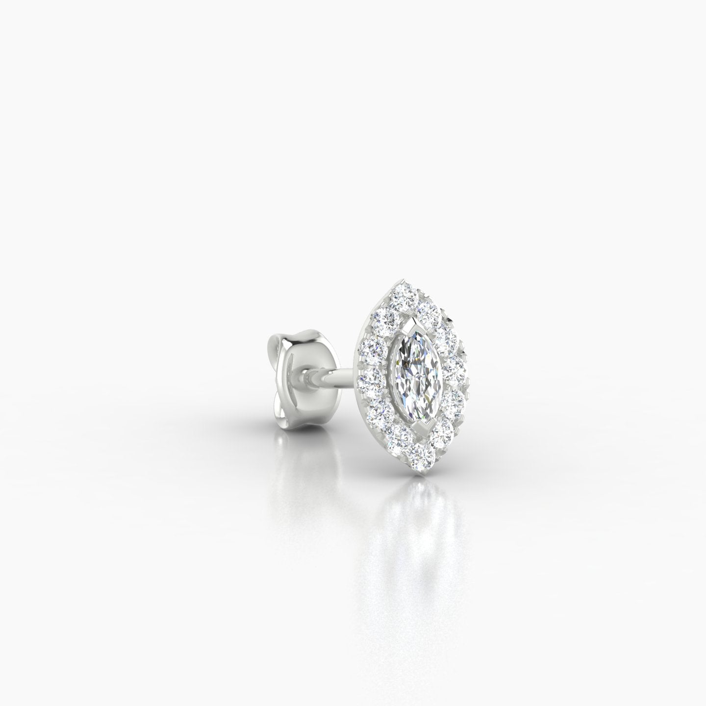 Eirene | 18k White Gold 7.5 mm Halo Marquise Diamond Earring