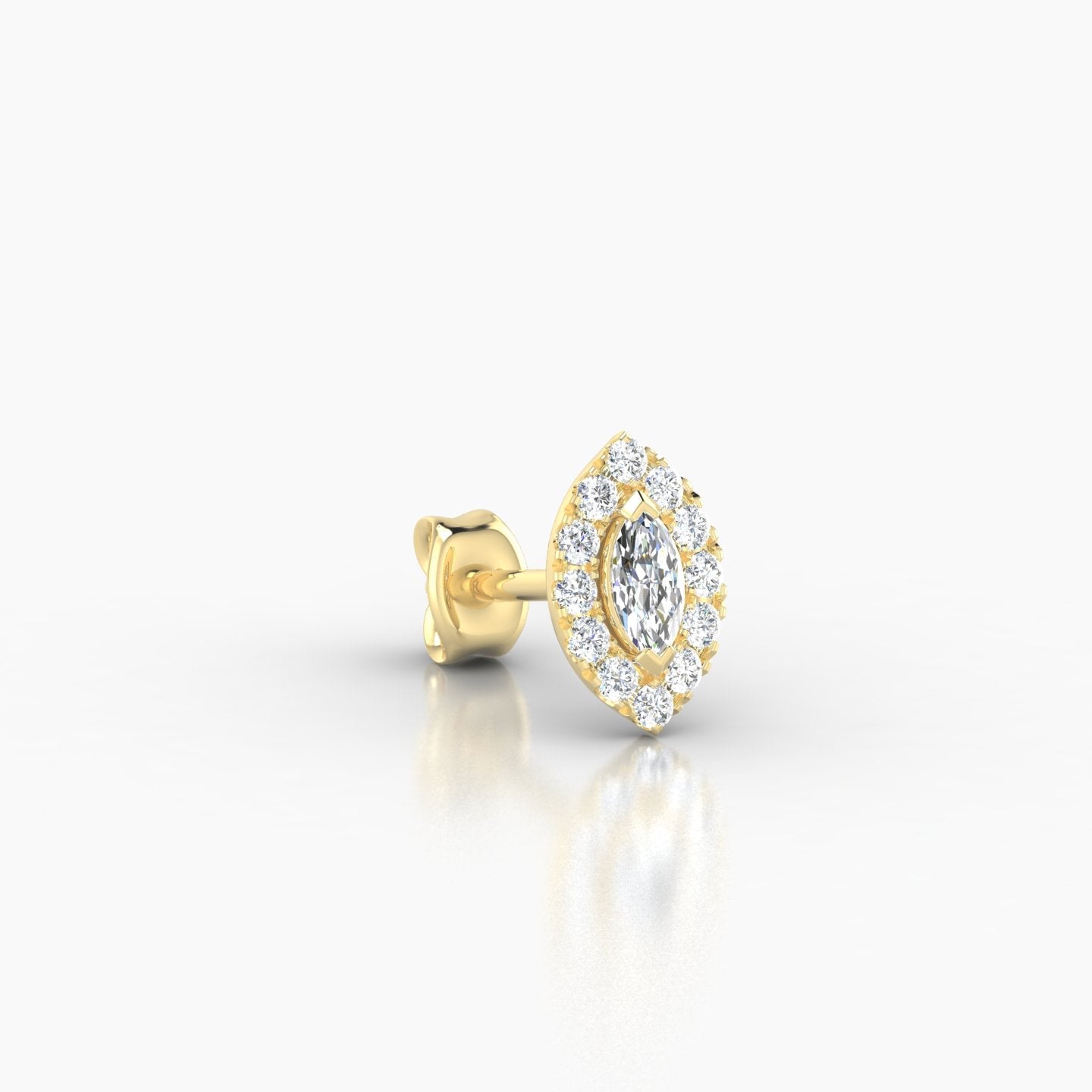 Eirene | 18k Yellow Gold 7.5 mm Halo Marquise Diamond Earring