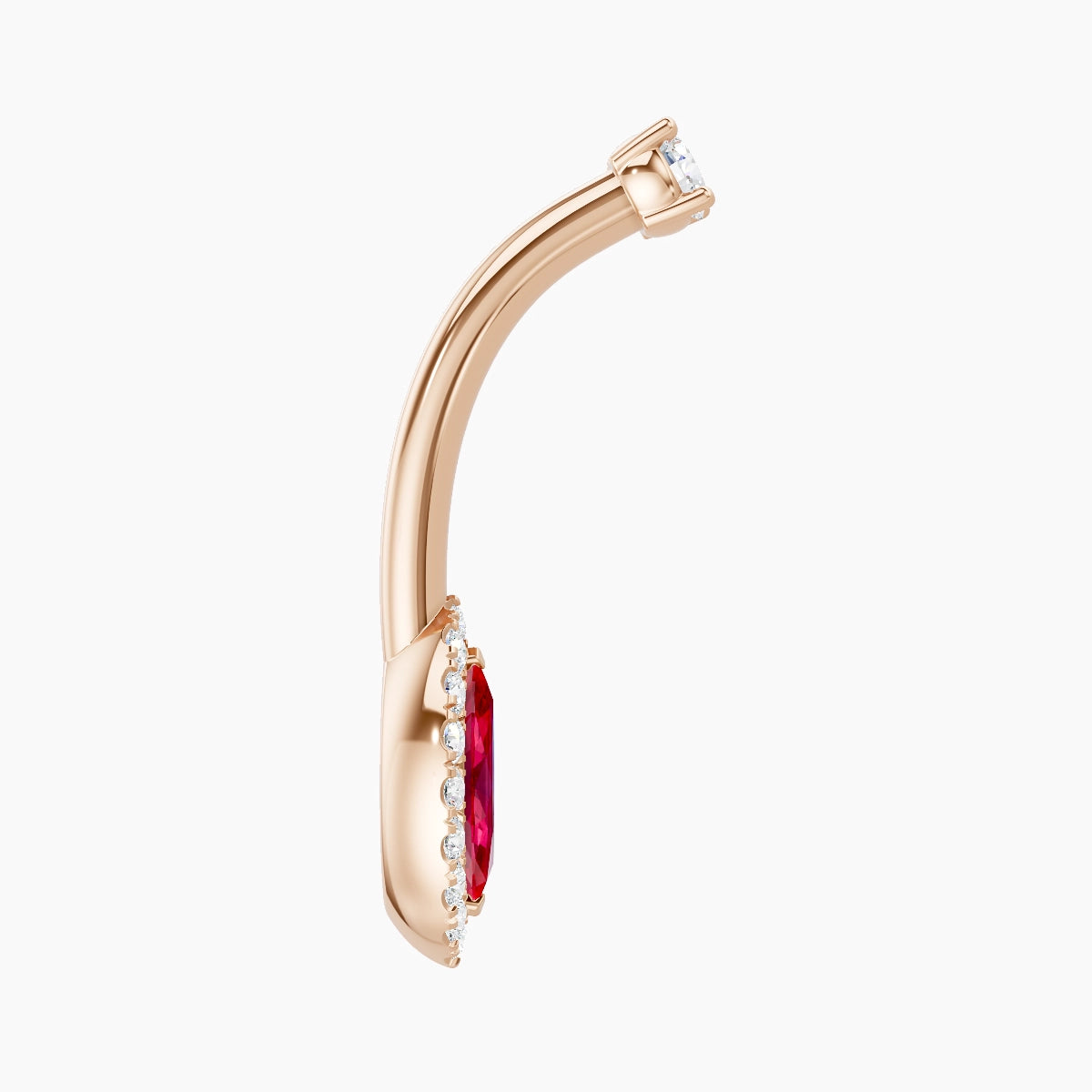 Eirene | 18k Rose Gold 9 mm 10 mm Halo Marquise Ruby & Diamond Belly Piercing