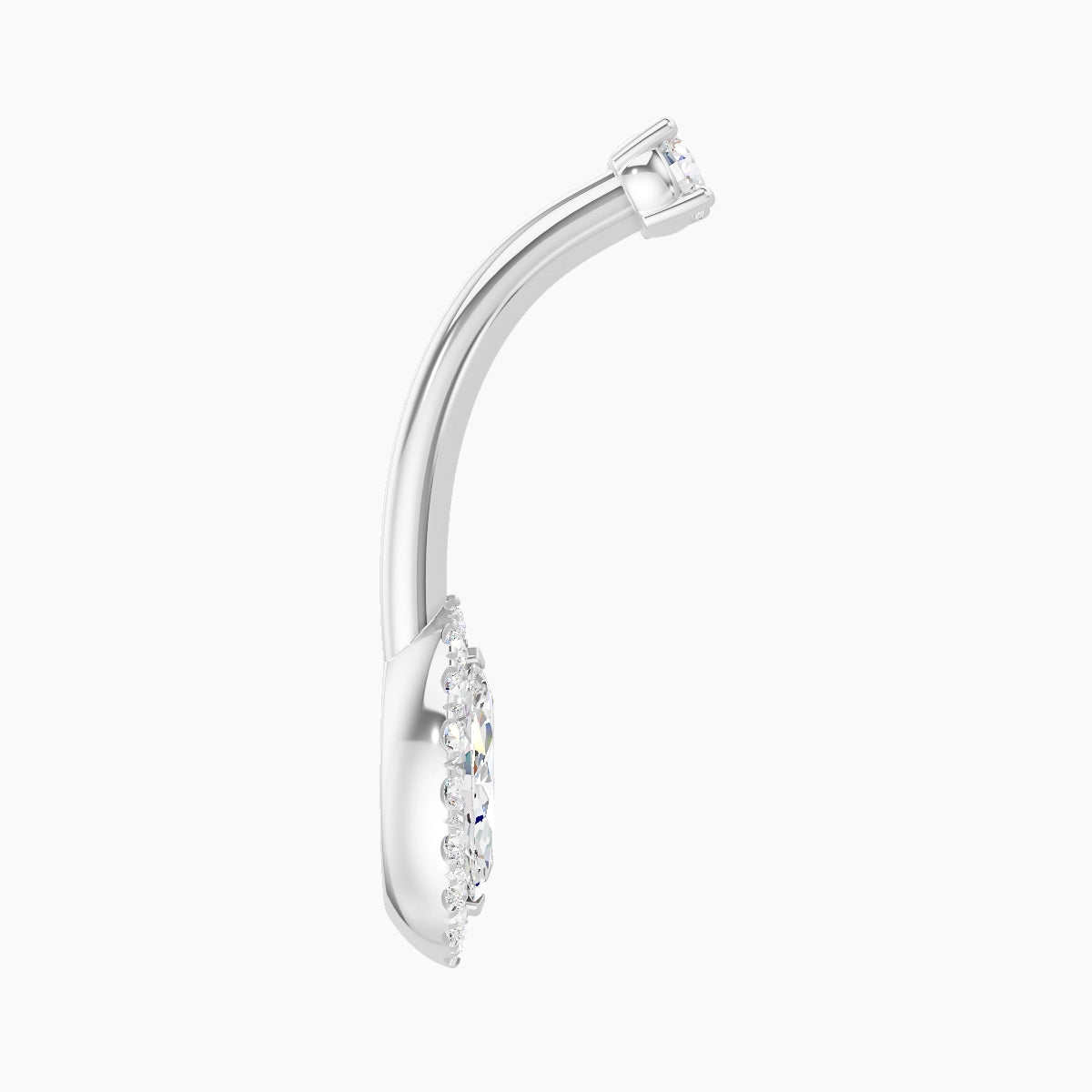 Eirene | 18k White Gold 9 mm 10 mm Halo Marquise Diamond Belly Piercing