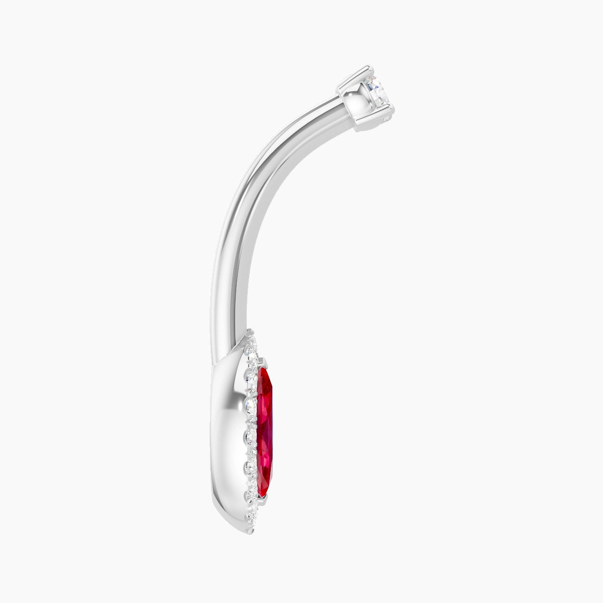 Eirene | 18k White Gold 9 mm 10 mm Halo Marquise Ruby & Diamond Belly Piercing