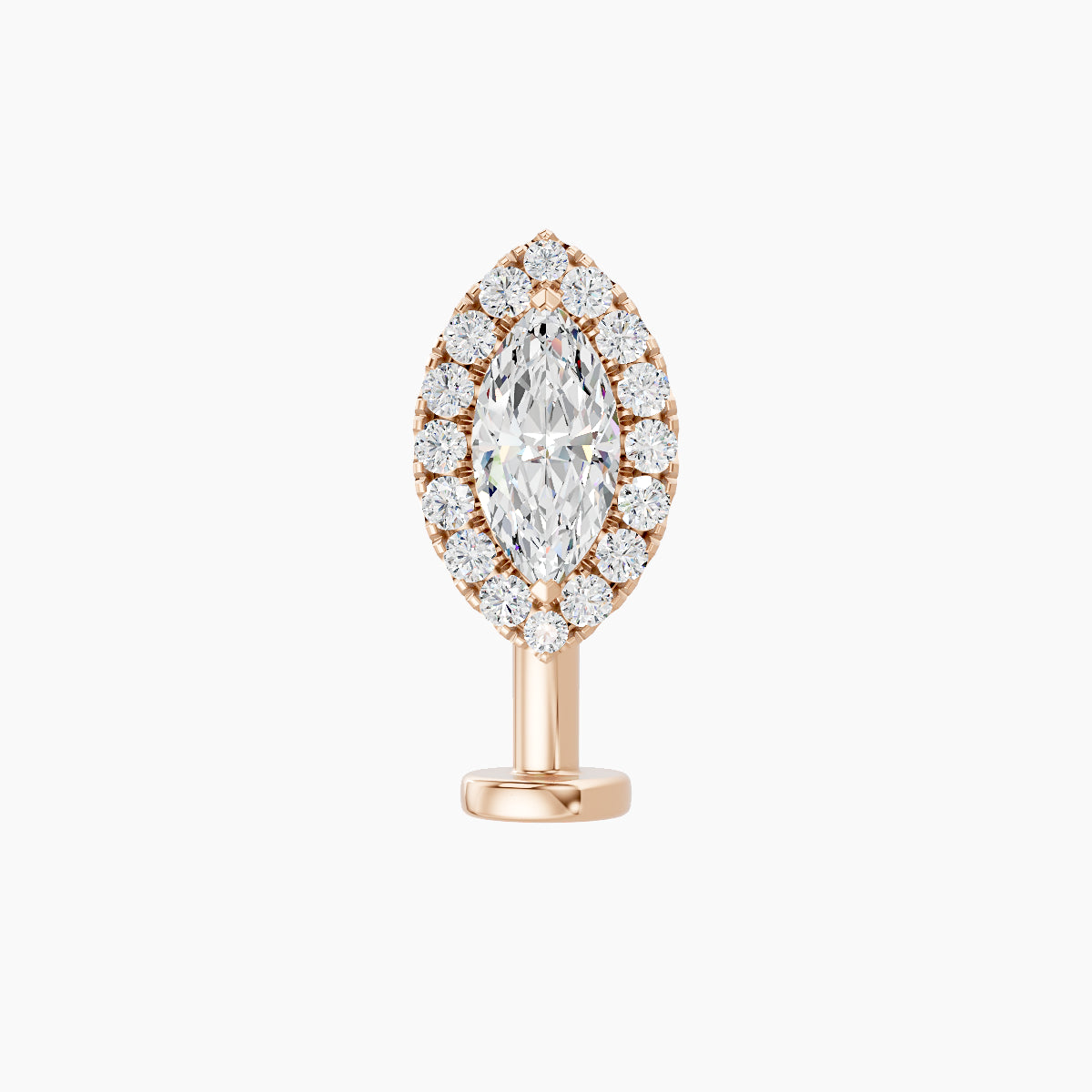 Eirene | 18k Rose Gold 9.5 mm 10 mm Halo Marquise Diamond Floating Navel Piercing