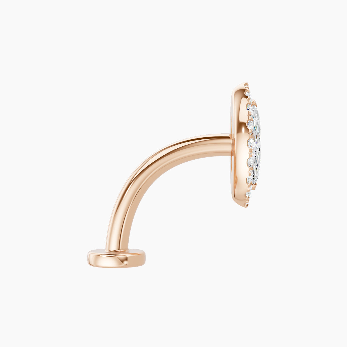 Eirene | 18k Rose Gold 9.5 mm 10 mm Halo Marquise Diamond Floating Navel Piercing