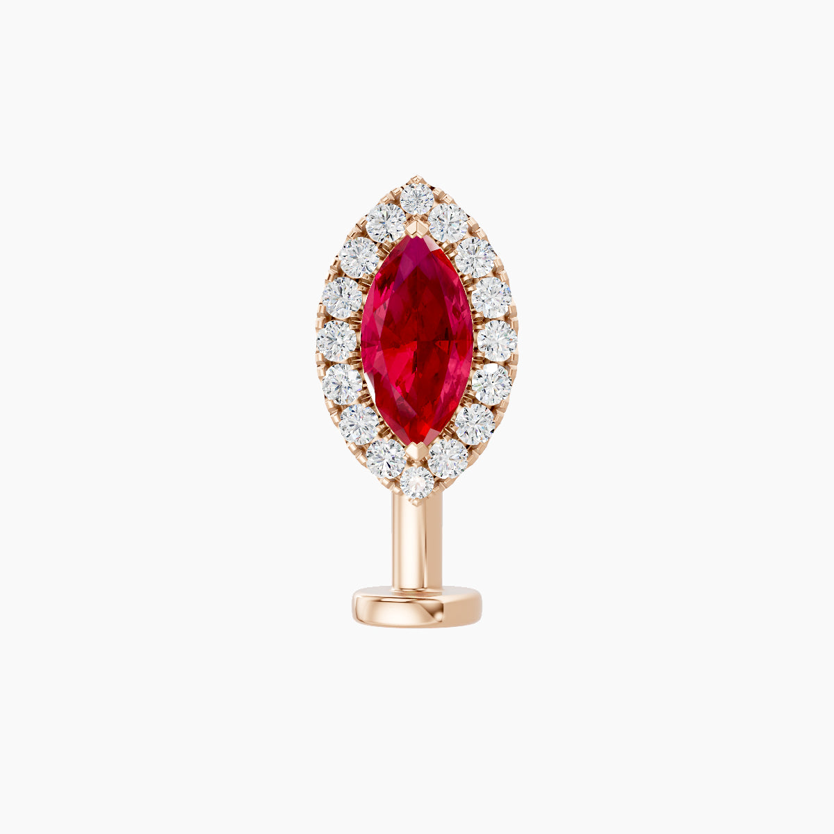 Eirene | 18k Rose Gold 10 mm 9.5 mm Halo Marquise Ruby & Diamond Floating Navel Piercing