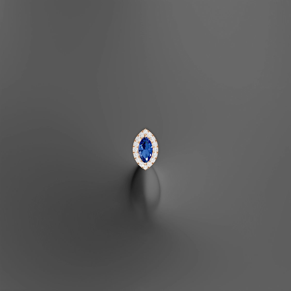 Eirene | 18k Rose Gold 10 mm 9.5 mm Halo Marquise Sapphire & Diamond Floating Navel Piercing