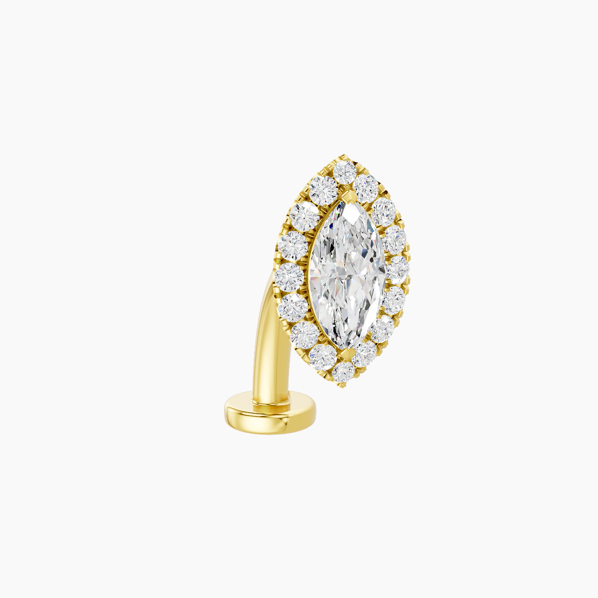 Eirene | 18k Yellow Gold 9.5 mm 10 mm Halo Marquise Diamond Floating Navel Piercing