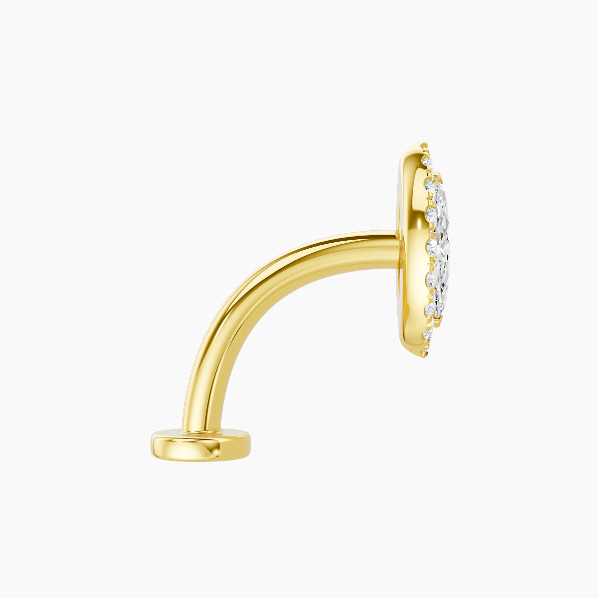 Eirene | 18k Yellow Gold 9.5 mm 10 mm Halo Marquise Diamond Floating Navel Piercing