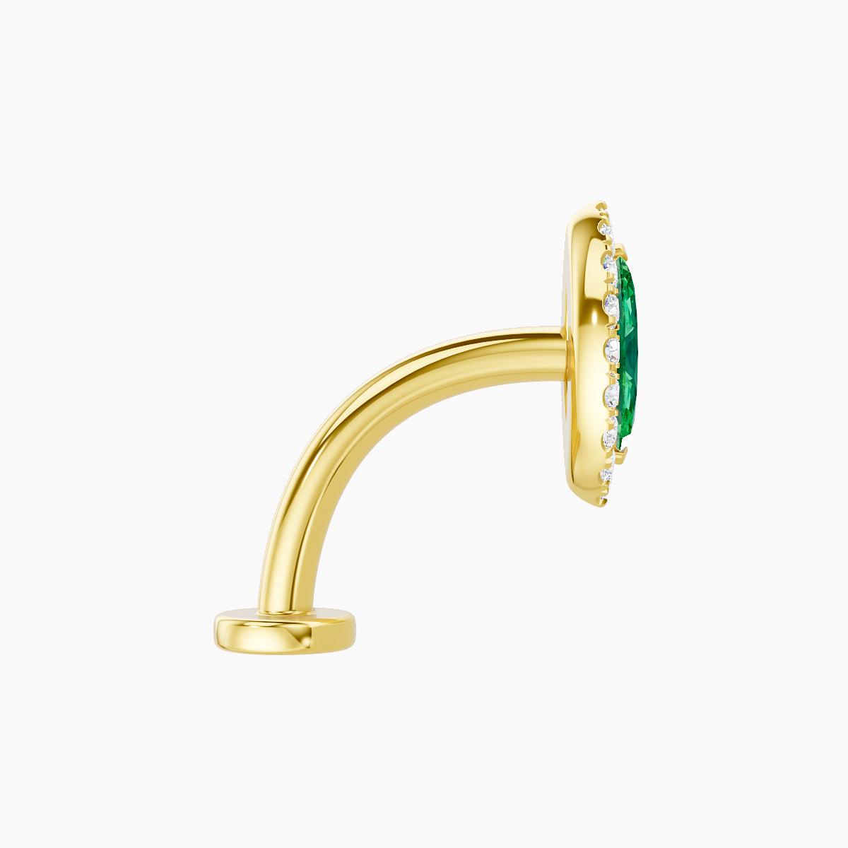 Eirene | 18k Yellow Gold 10 mm 9.5 mm Halo Marquise Emerald & Diamond Floating Navel Piercing