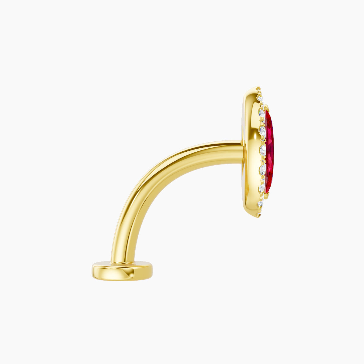 Eirene | 18k Yellow Gold 10 mm 9.5 mm Halo Marquise Ruby & Diamond Floating Navel Piercing