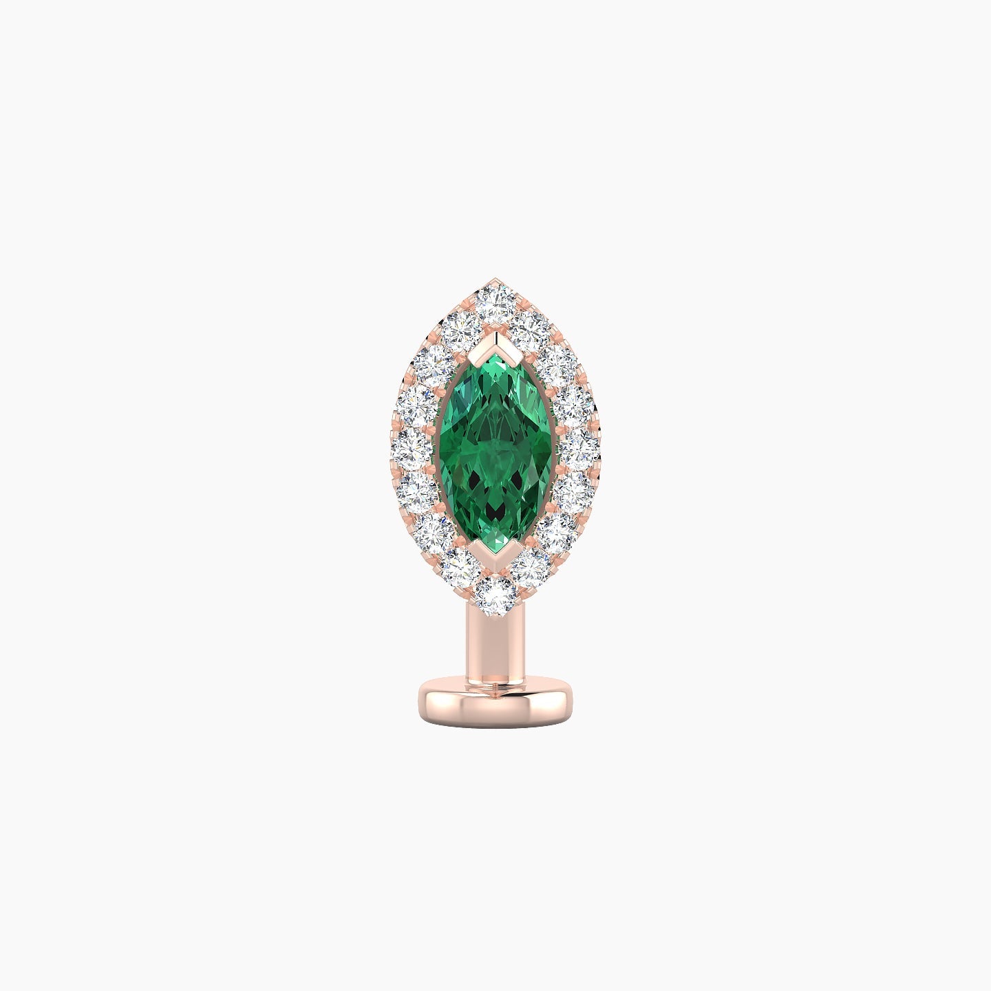 Eirene | 18k Rose Gold 10 mm 9.5 mm Halo Marquise Emerald & Diamond Floating Navel Piercing