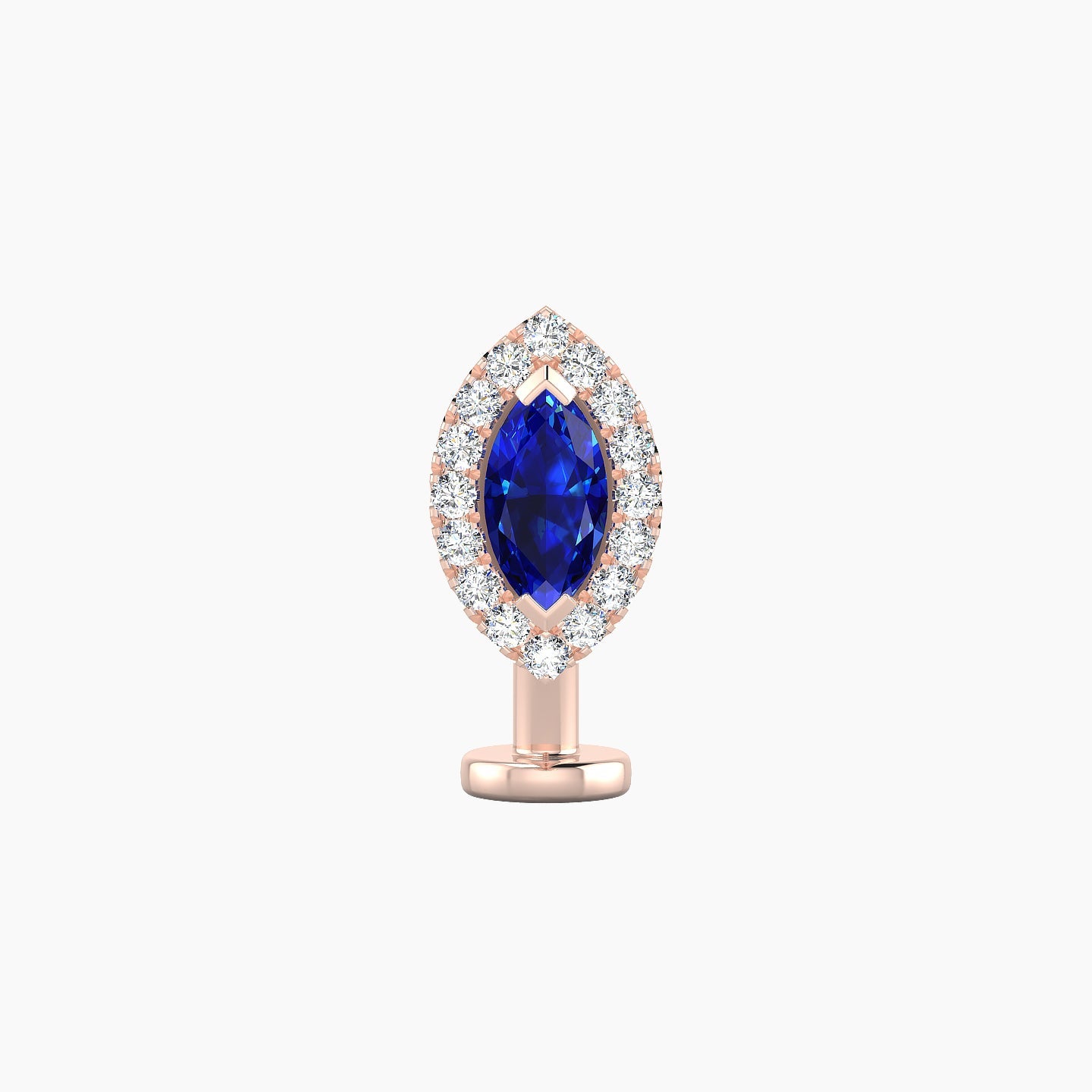 Eirene | 18k Rose Gold 10 mm 9.5 mm Halo Marquise Sapphire & Diamond Floating Navel Piercing
