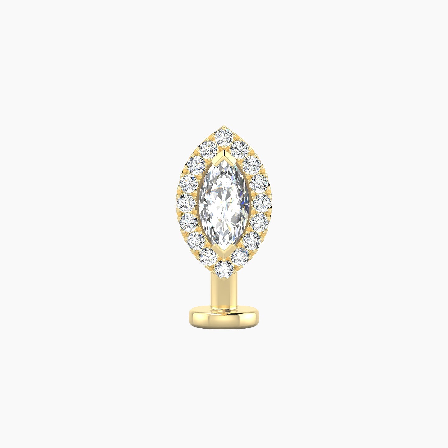 Eirene | 18k Yellow Gold 9.5 mm 10 mm Halo Marquise Diamond Floating Navel Piercing