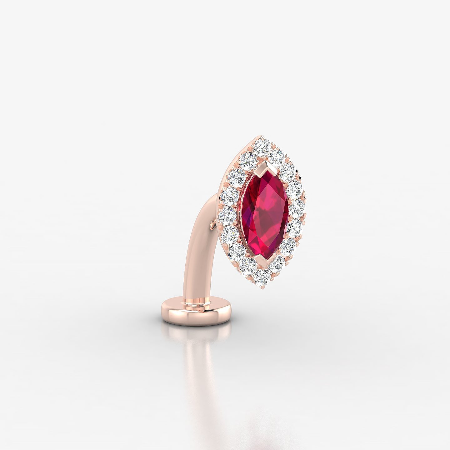 Eirene | 18k Rose Gold 10 mm 9.5 mm Halo Marquise Ruby & Diamond Floating Navel Piercing