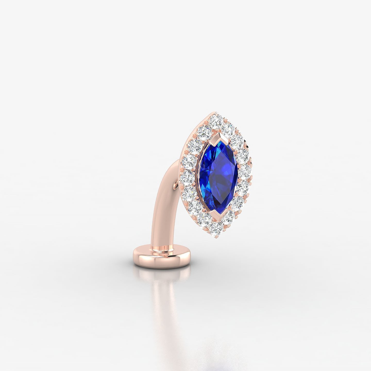 Eirene | 18k Rose Gold 10 mm 9.5 mm Halo Marquise Sapphire & Diamond Floating Navel Piercing