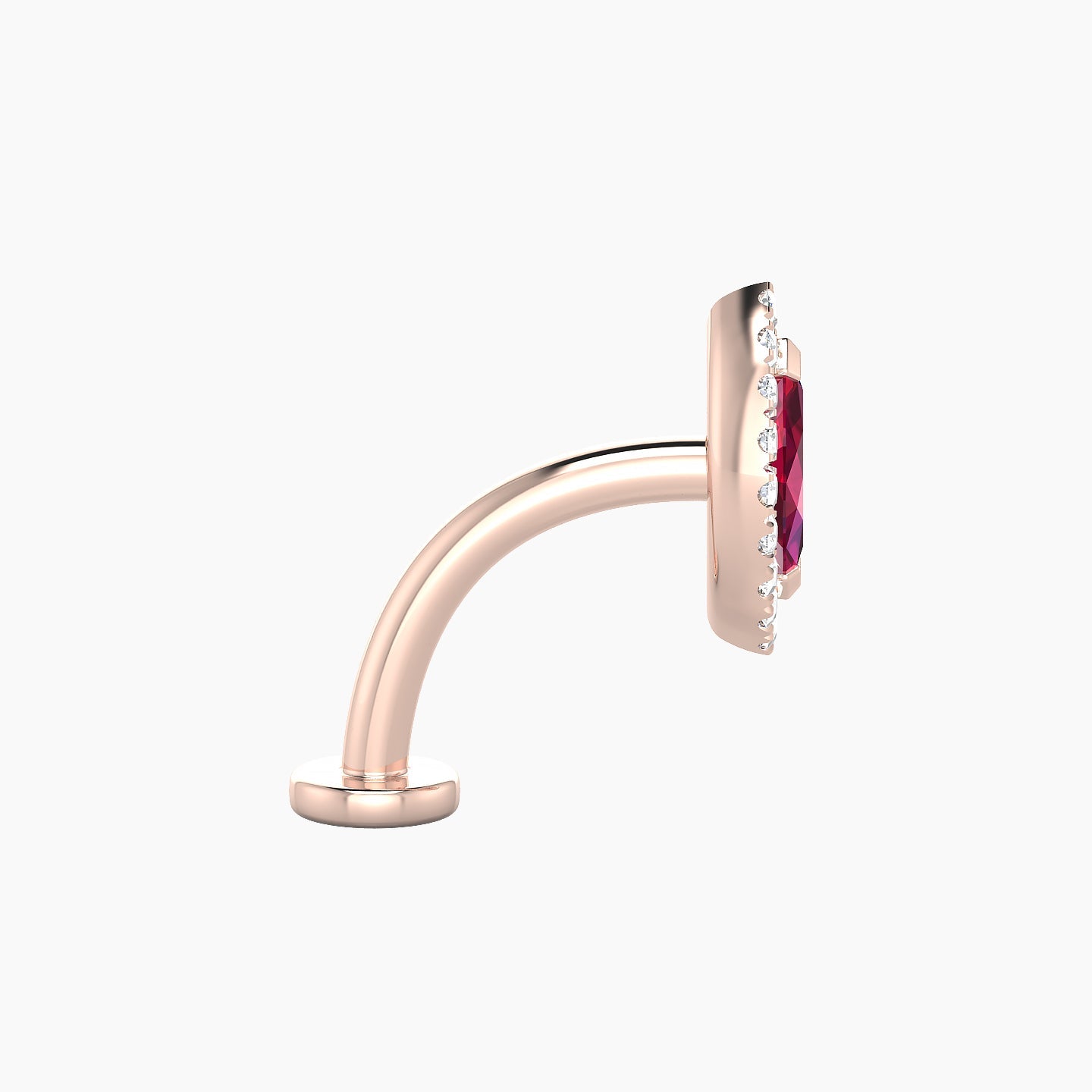 Eirene | 18k Rose Gold 10 mm 9.5 mm Halo Marquise Ruby & Diamond Floating Navel Piercing