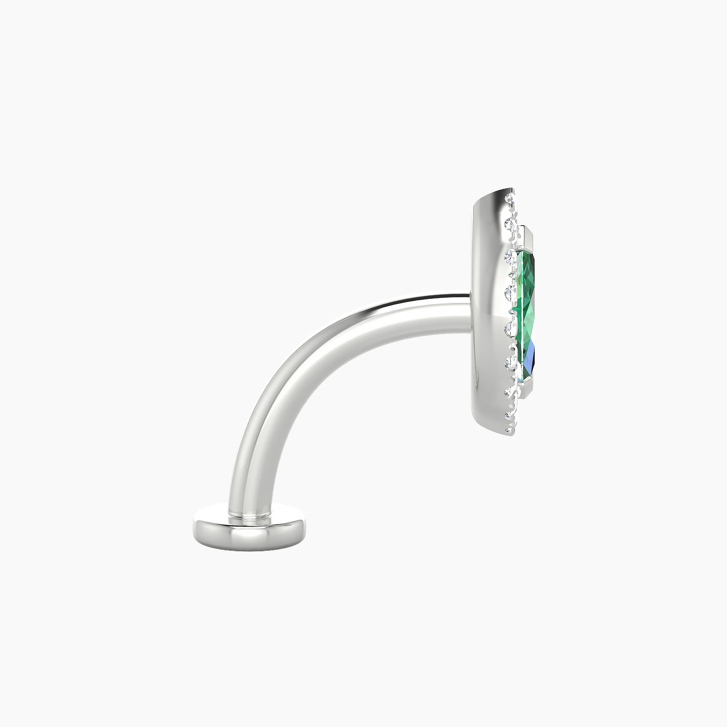 Eirene | 18k White Gold 10 mm 9.5 mm Halo Marquise Emerald & Diamond Floating Navel Piercing