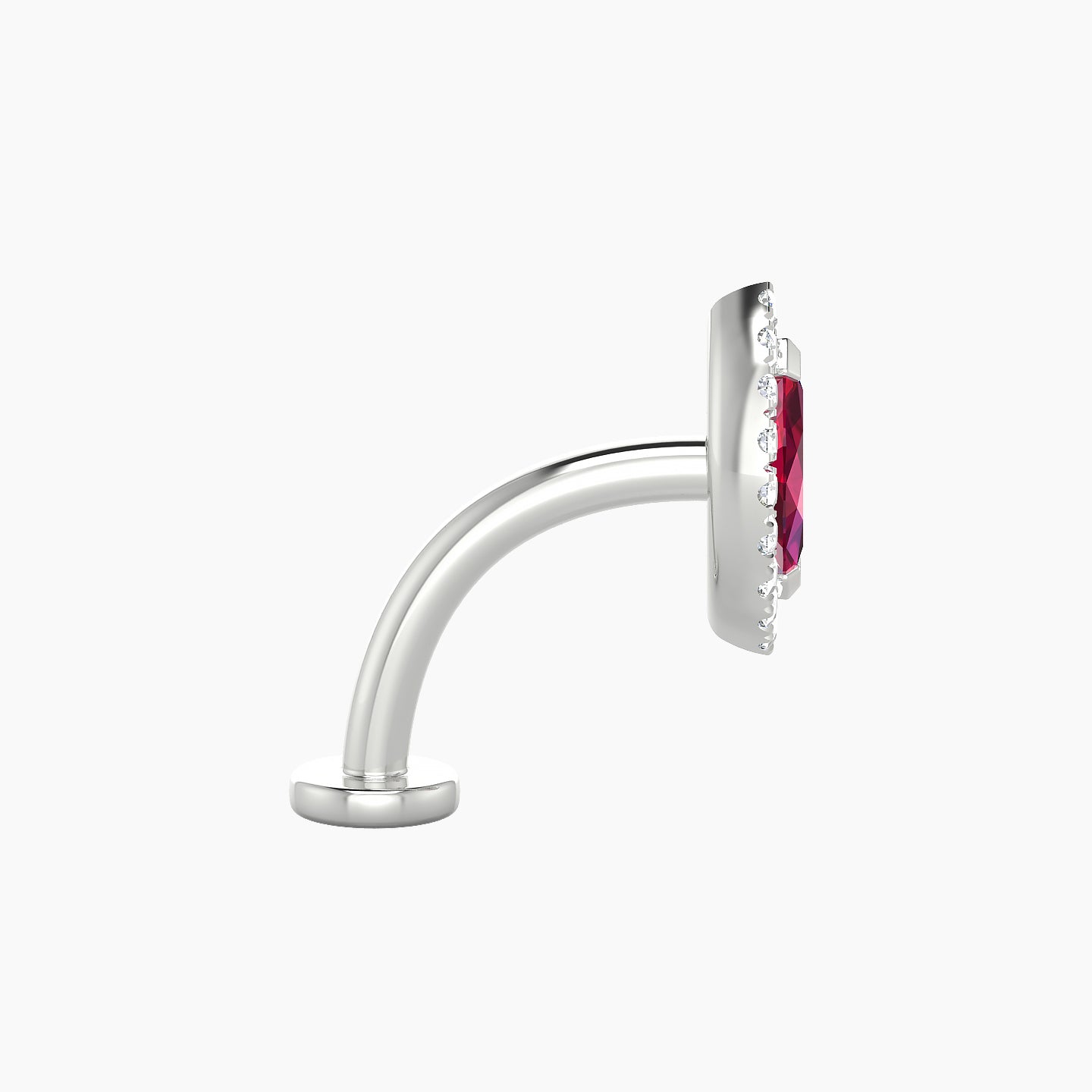 Eirene | 18k White Gold 10 mm 9.5 mm Halo Marquise Ruby & Diamond Floating Navel Piercing