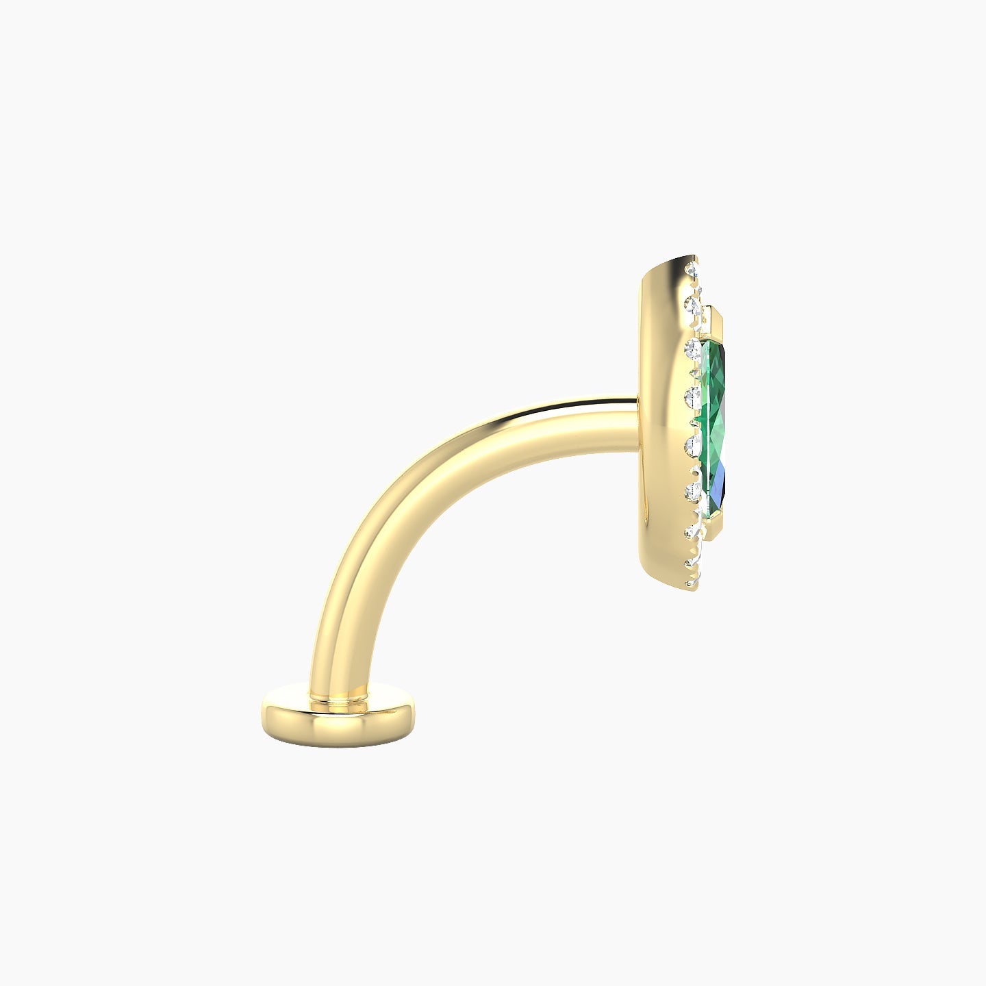 Eirene | 18k Yellow Gold 10 mm 9.5 mm Halo Marquise Emerald & Diamond Floating Navel Piercing
